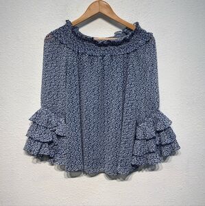 CeCe Blue Ruffle Sleeve Women's Top - Size Medium